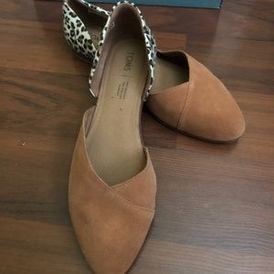 TOMS Julie D’Orsay suede/leopard print flats womens size 9.5